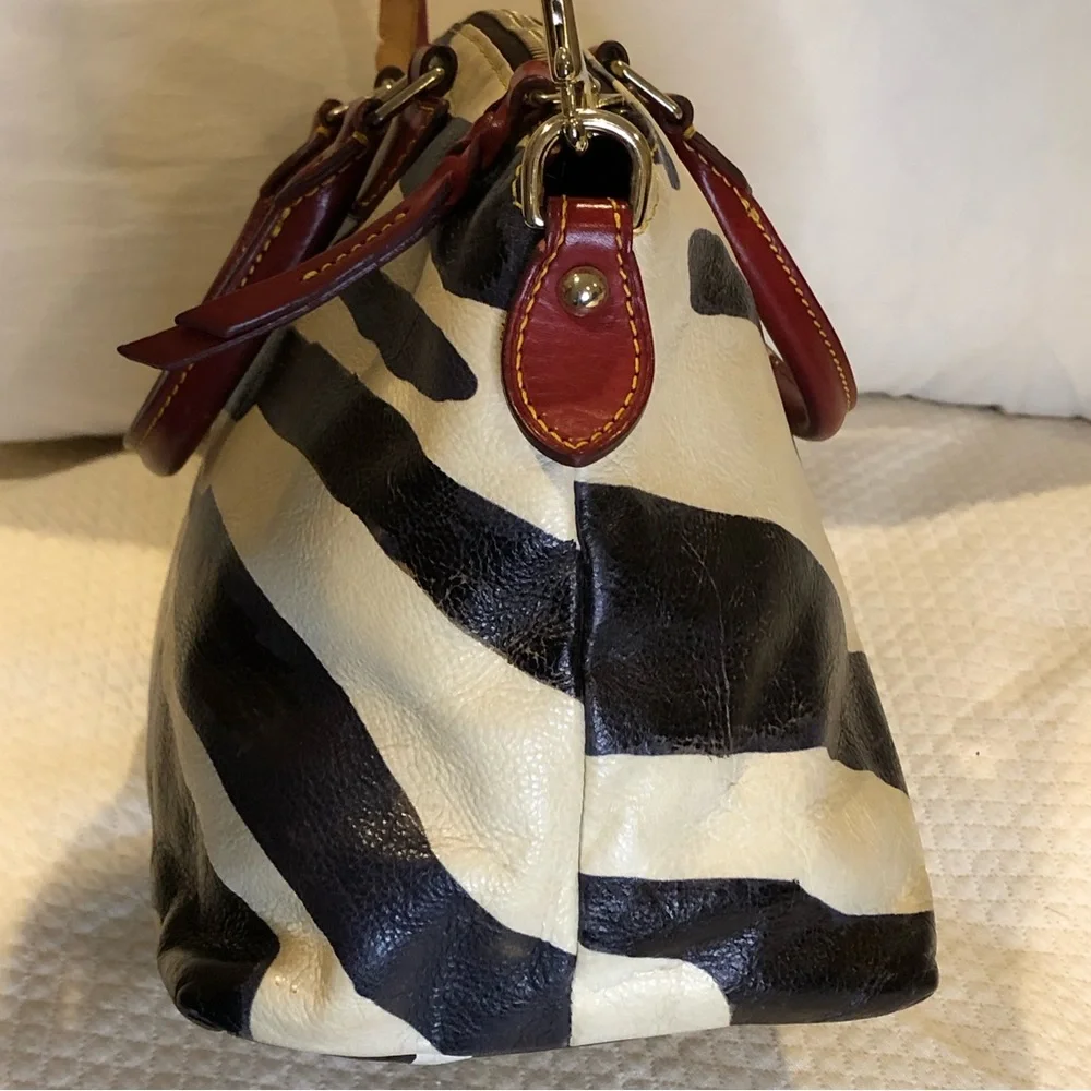DOONEY & BOURKE Florentine Vacchetta Leather Juliette Zebra Striped Dome Satchel